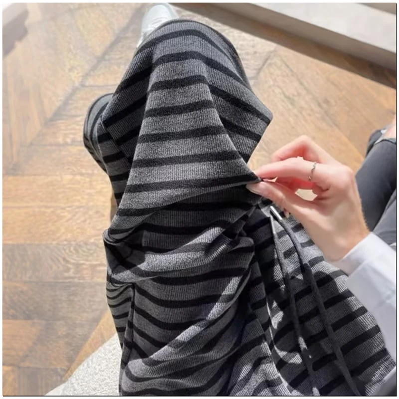 【宠粉专属】条纹阔腿裤女高腰春夏薄款宽松百搭慵懒休闲裤-无运补