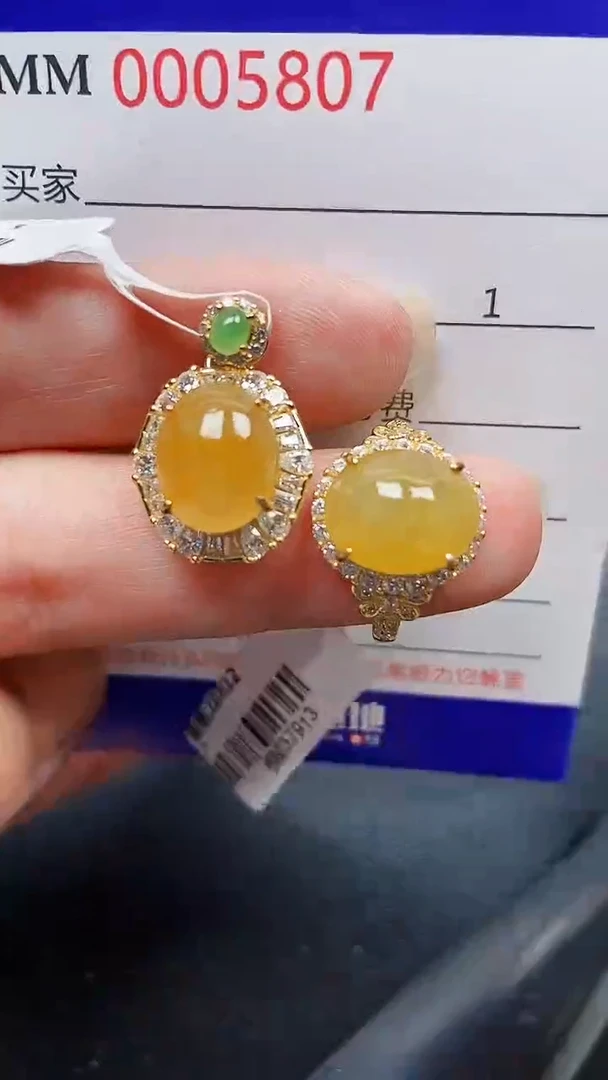 颈饰银S925镶嵌翡翠5807