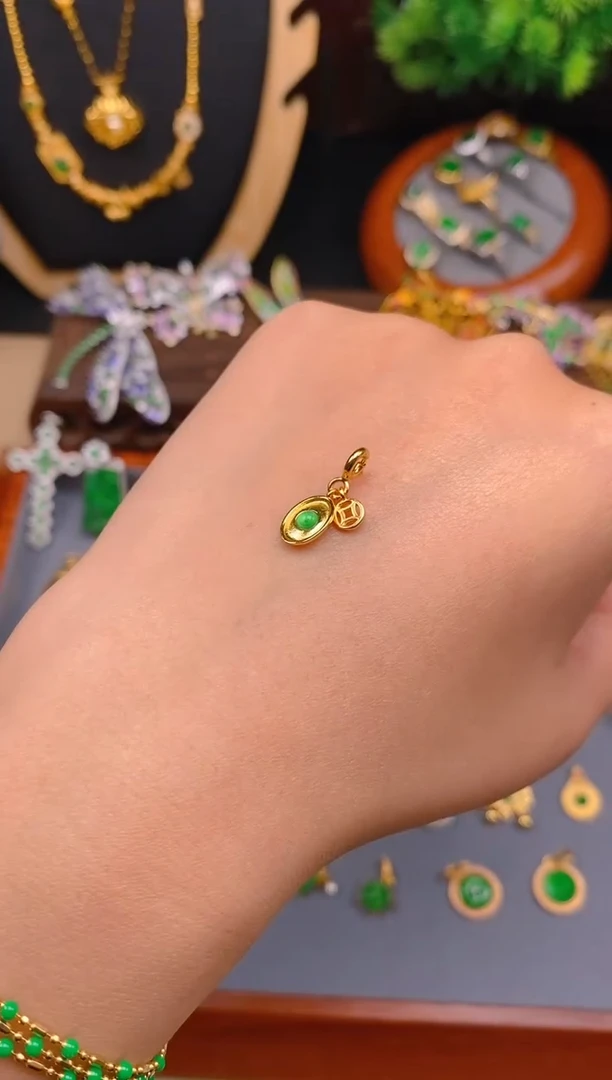 【闪购商品】翡翠吊坠(不含链)银S925镶嵌元宝万能扣