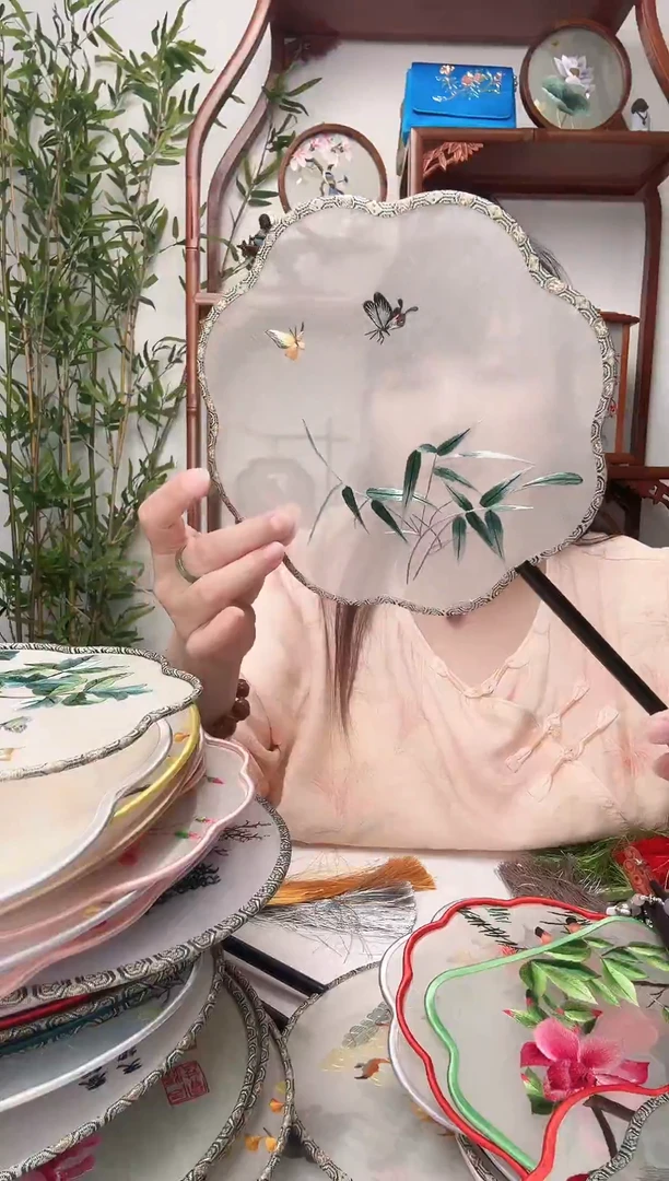 刺绣团扇苏绣绣花双面