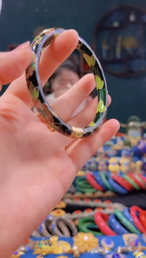 非遗景泰蓝手镯 绿 55-64 开口