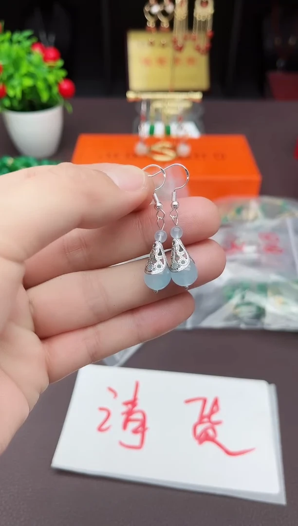 【闪购商品】玛瑙/玉髓耳钉银S925镶嵌420000