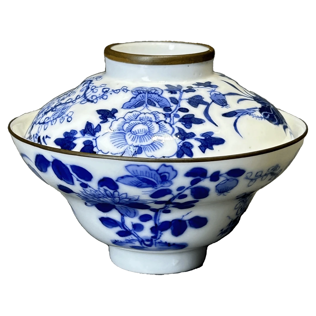 25022009x青花四季花卉盖碗