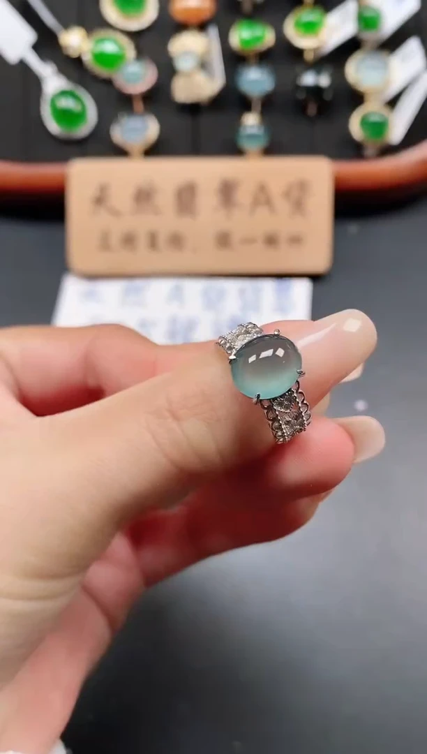 银S925镶嵌戒指翡翠11