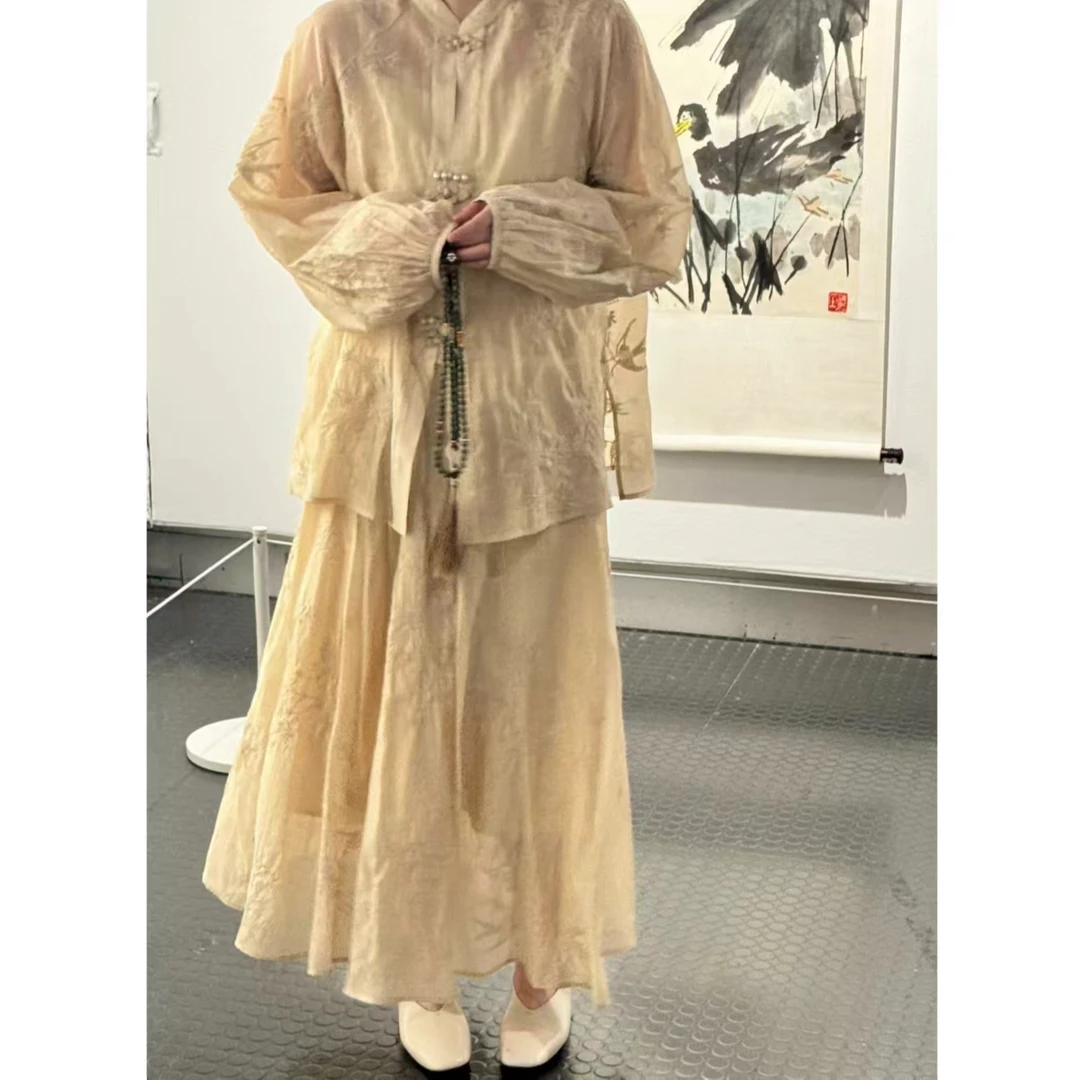 晶咕【浮生若梦-上衣】新中式立体刺绣国风盘扣上衣+吊带两件套