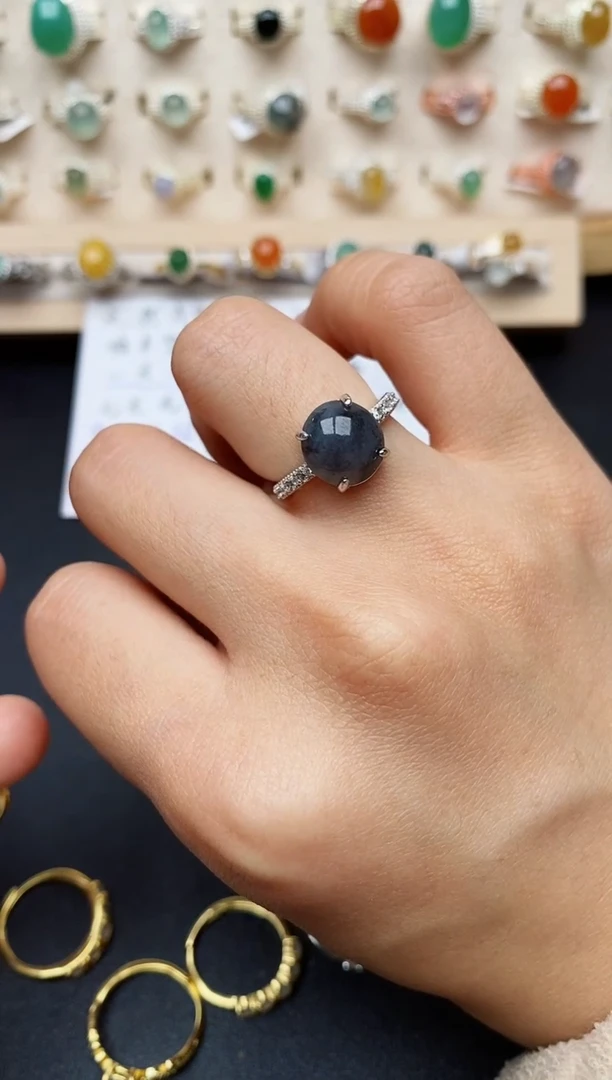 【闪购商品】翡翠戒指银S925镶嵌缅甸翡翠