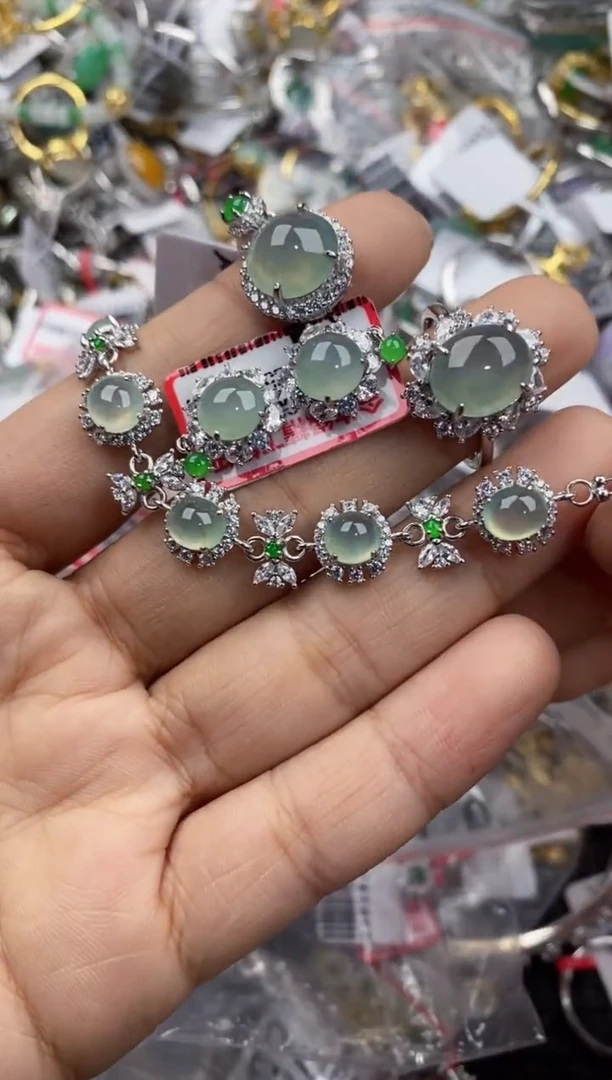 银S925镶嵌戒指翡翠2222----6