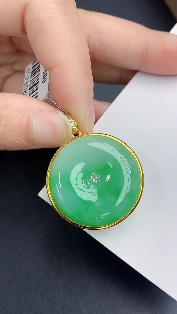 颈饰银S925镀金镶嵌翡翠天然缅甸A货百元以上9元证书费自理