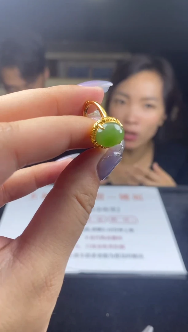 和田玉戒指银S925镶嵌戒指-J1592