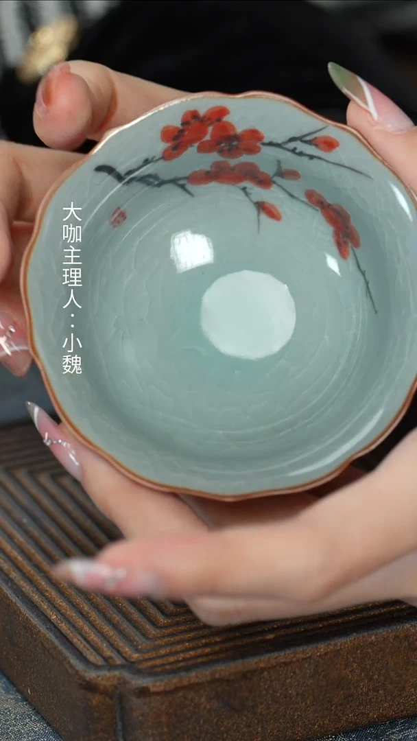 【哥窑手绘梅花杯】【9西泠纸盒】