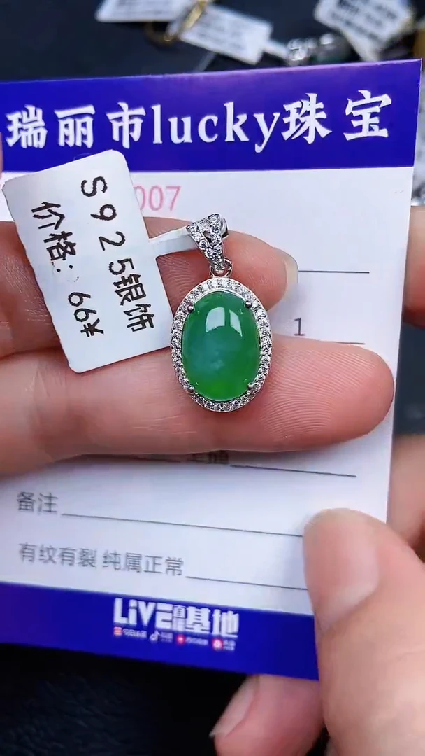 颈饰银S925镶嵌翡翠1007