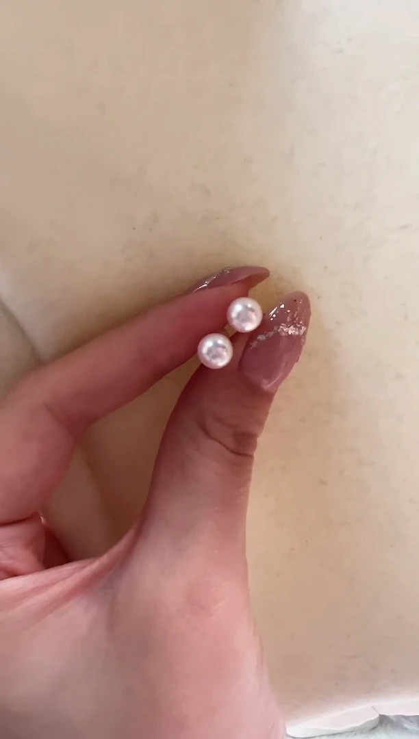 银S925镶嵌海水珍珠DA  XC021 耳钉 6-7