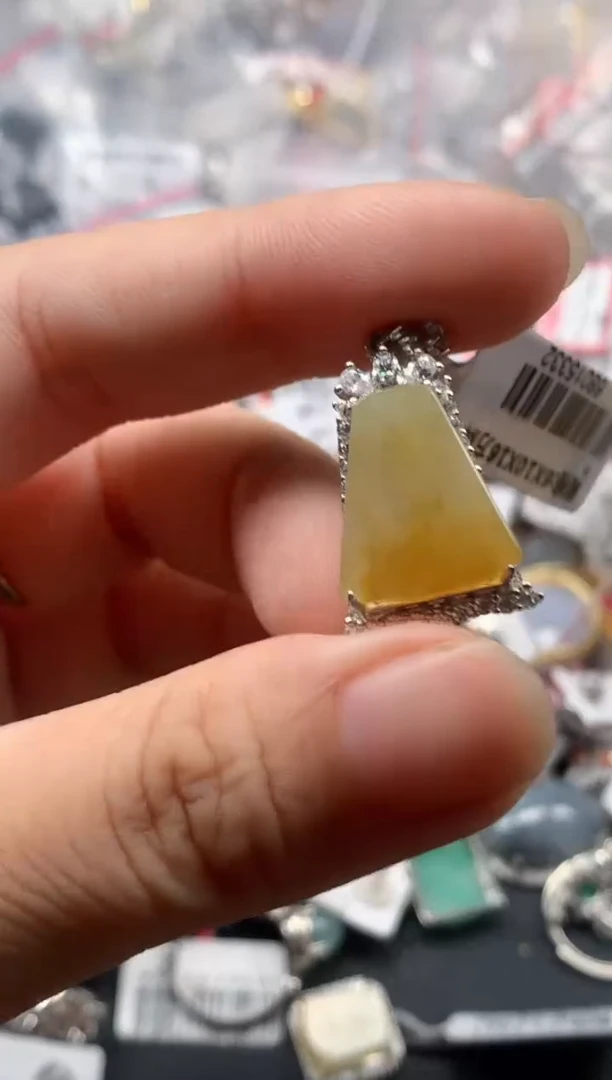 银S925镶嵌戒指翡翠天然A货缅甸翡翠
