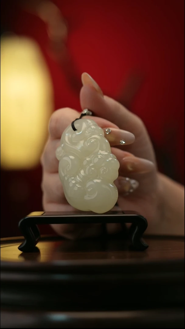 玉【灵芝如意】天然玉石手把件
