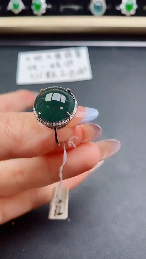 翡翠戒指银S925镶嵌1