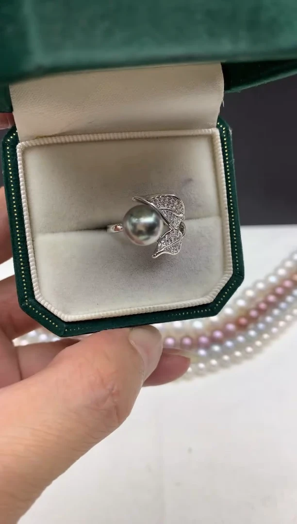 未镶嵌ff海水珍珠大溪地戒指9~10mm