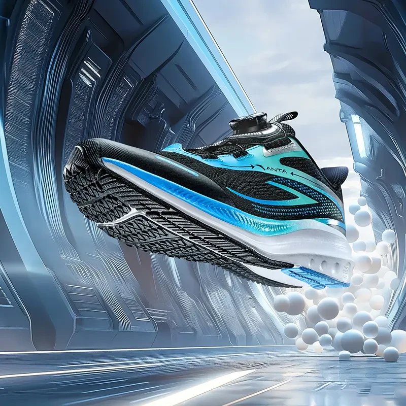 安踏儿童冬季新款休闲旋钮男童轻便跑步系列防滑运动鞋A12515514