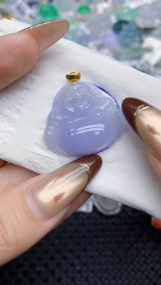 颈饰18K金镶嵌翡翠93   天然翡翠A货  百元以上9米证书费自理