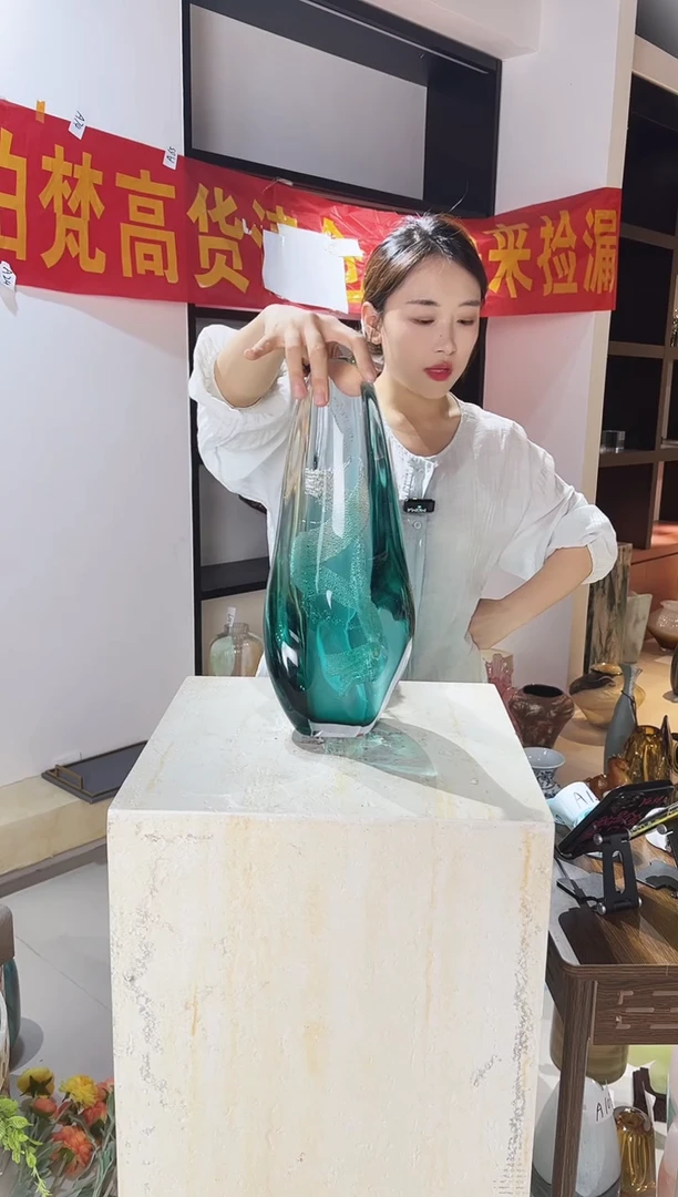 琉璃蓝色摆件清仓A119