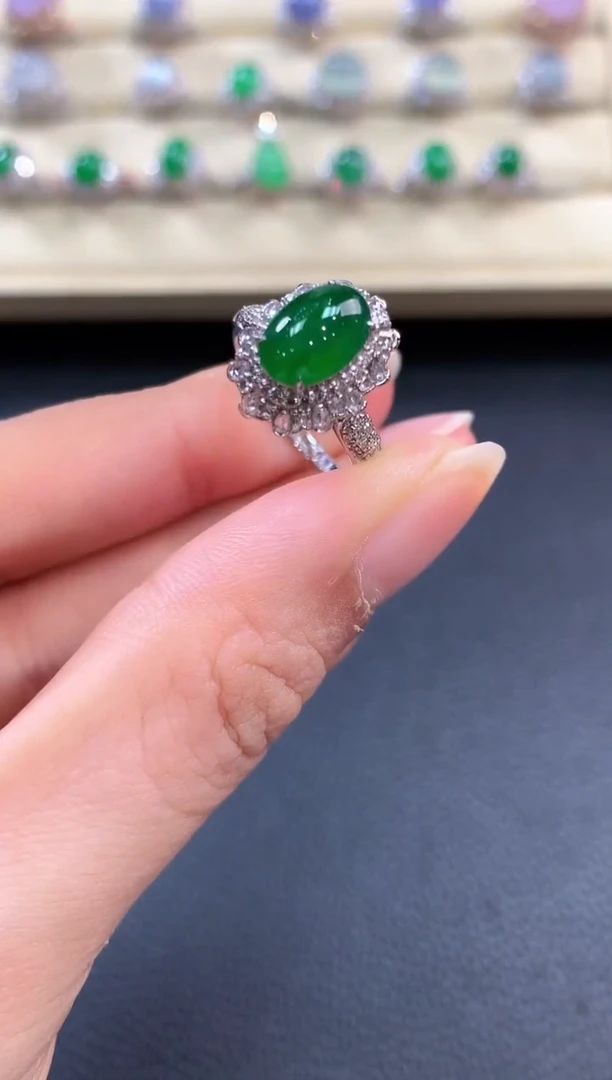 【闪购商品】翡翠戒指18K金镶嵌b126