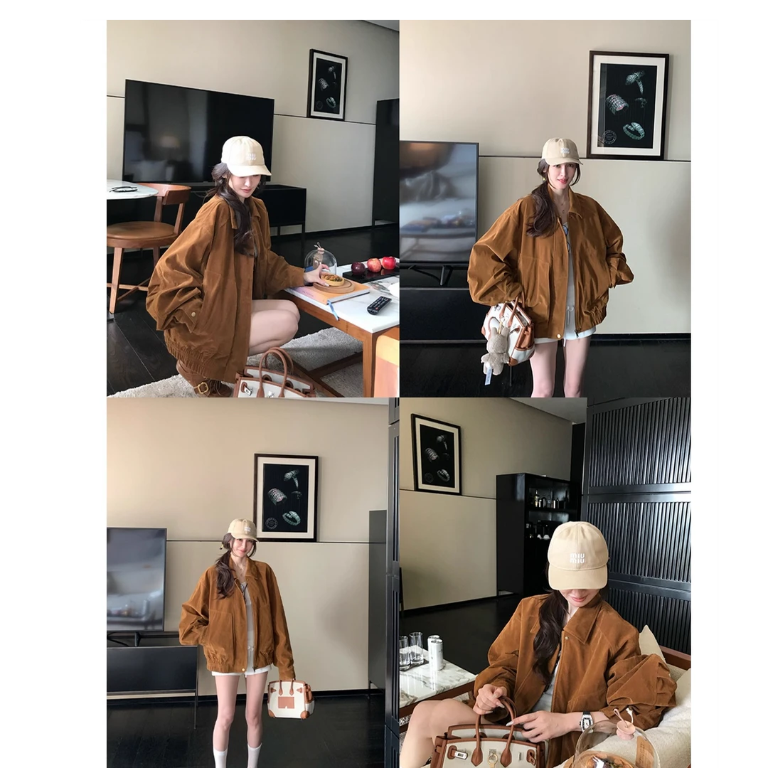 SKK黑标“ys1秀场同款”权势女人VTG复古美拉德工装/PU皮衣外套