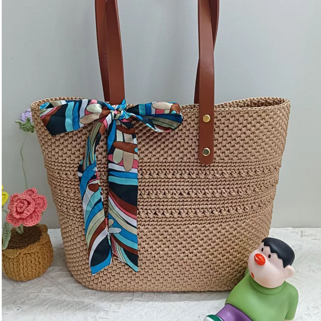 大号菜篮子手工diy材料包（拍一份发2团线+包底 包带+工具+丝巾）
