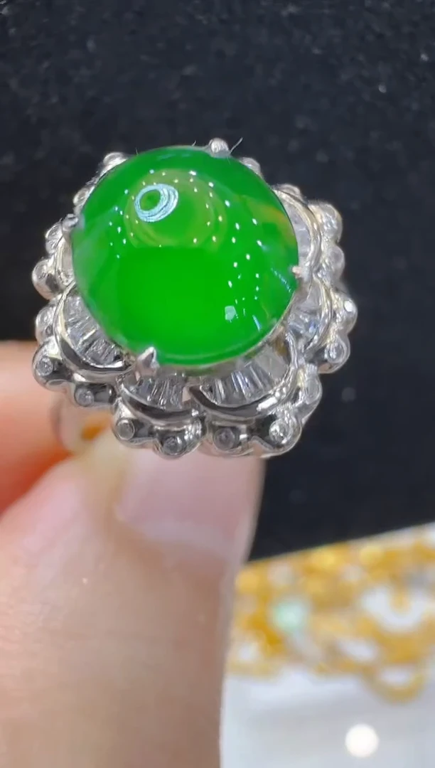 18K金镶嵌戒指翡翠多样性团购发一件