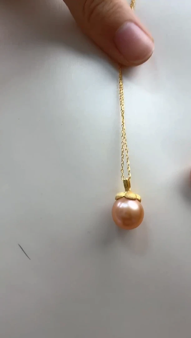 【闪购商品】淡水珍珠吊坠(赠链)银S925镶嵌10-11mm中国红柿柿如意