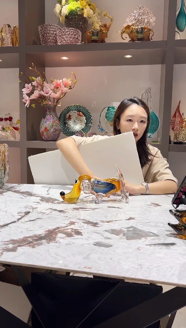 新款琉璃小狗摆件