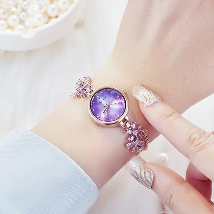 2024新款女士腕表轻奢时尚手链表防水百搭款紫罗兰表盘（玲玲）