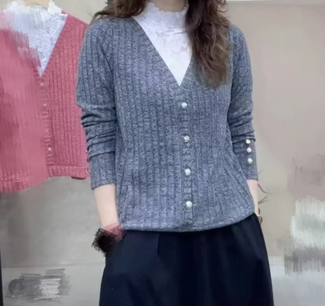 2025春秋半高领气质百搭时尚蕾丝打底衫宽松