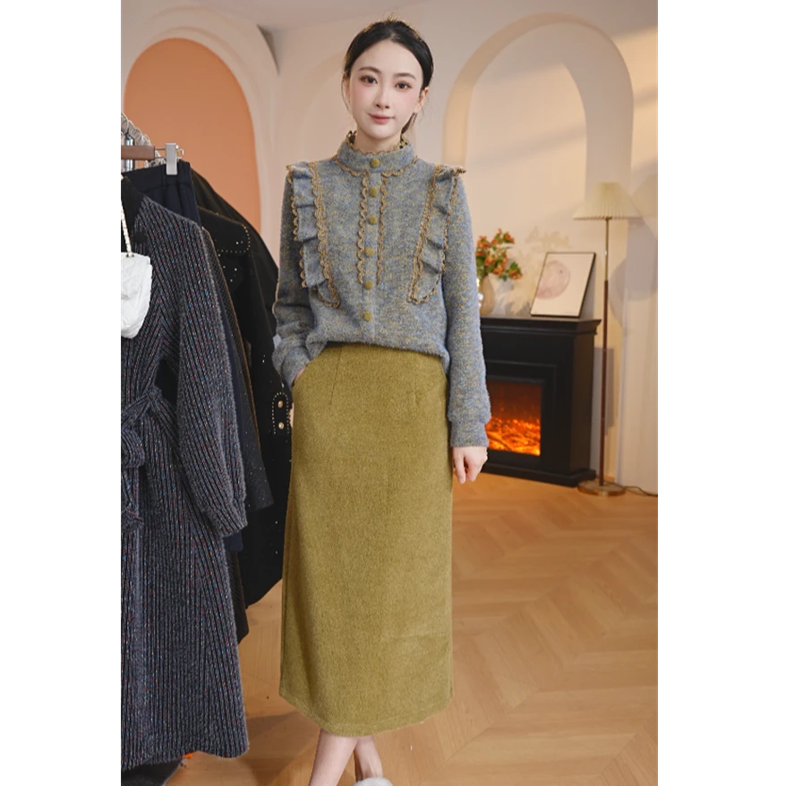 Y1735高端时尚小香风套装女年新款妈妈装洋气减龄半身裙两件套