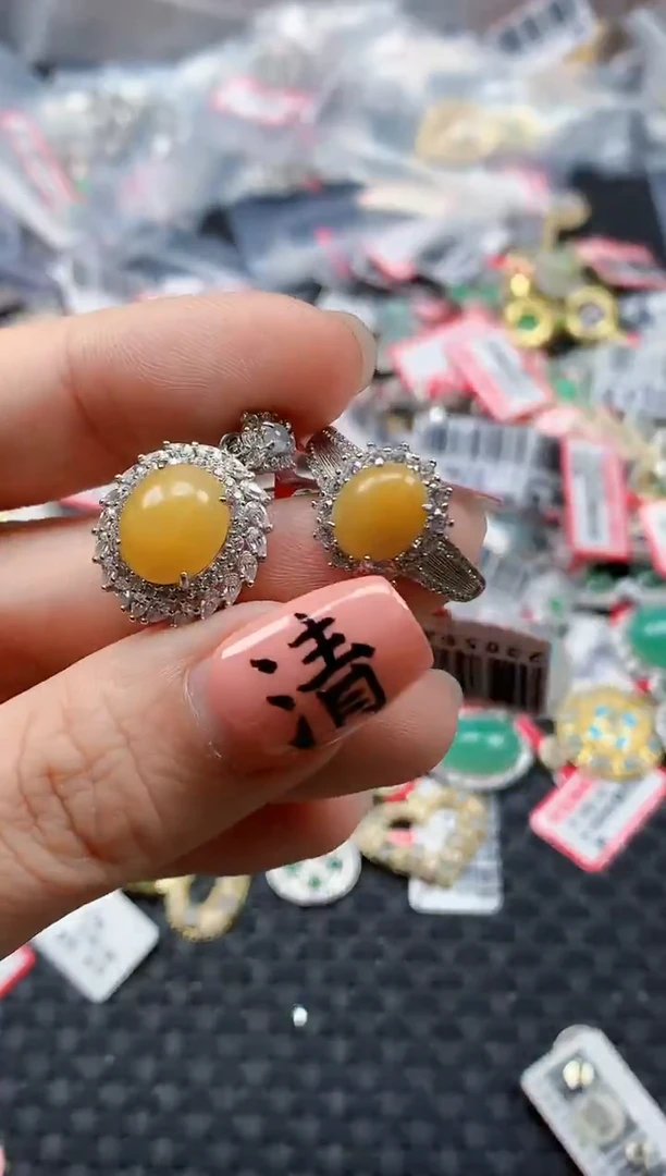 银S925镶嵌戒指翡翠天然A货缅甸翡翠