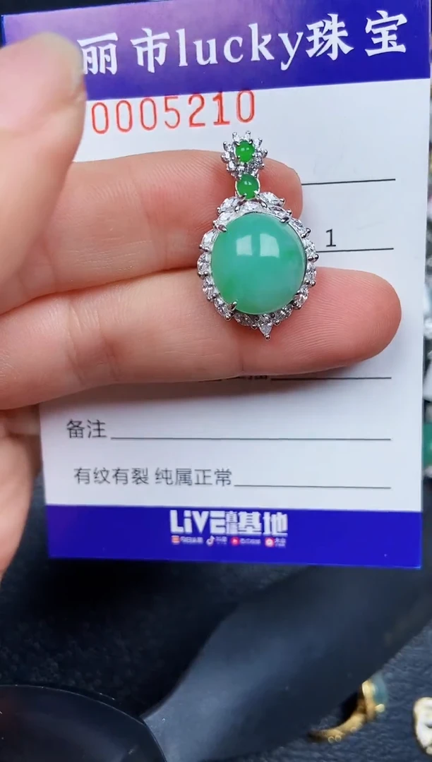 翡翠银S925镶嵌颈饰5210