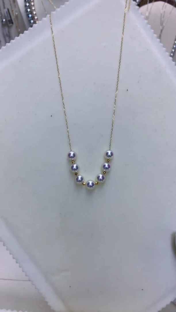 【闪购商品】海水珍珠饰品18K金镶嵌6-7微笑满天星项链