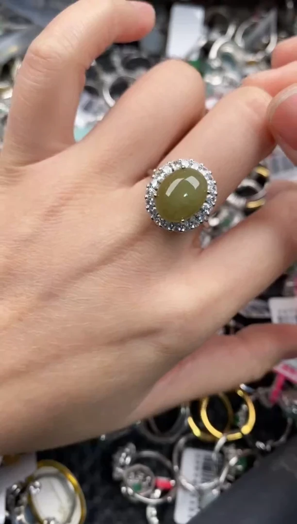 银S925镶嵌戒指翡翠999             9