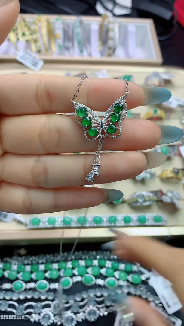 翡翠戒指银S925镶嵌翡翠 蛋面 银S925镶嵌