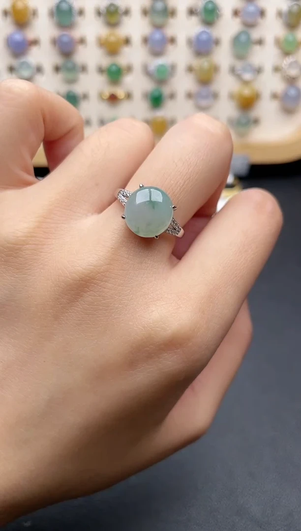 【闪购商品】翡翠戒指银S925镶嵌一物一证一礼盒