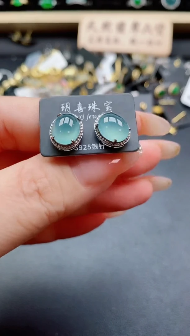 银S925镶嵌戒指翡翠1
