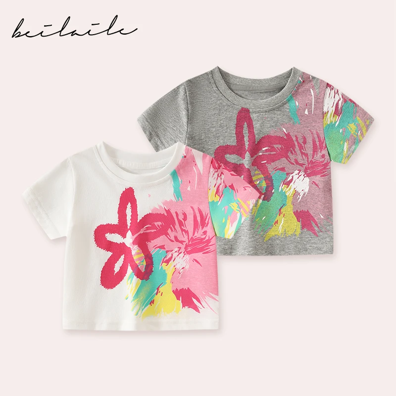 【印花T恤 小洛妈咪】婴儿装男女童短袖条纹T恤夏装宝宝夏季E16