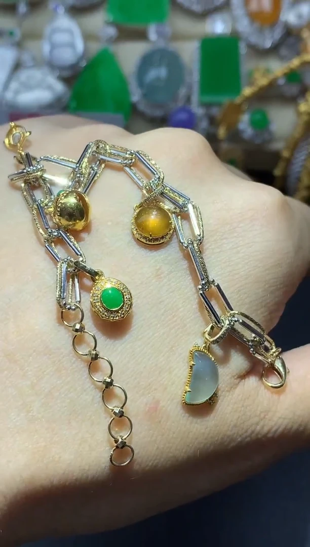 18K金镶嵌手链翡翠356-中国好珍宝