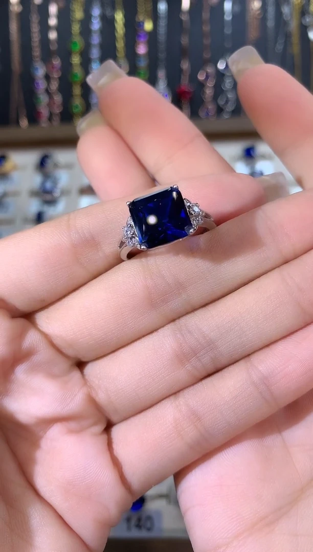 戒指蓝宝石银S925镶嵌10银