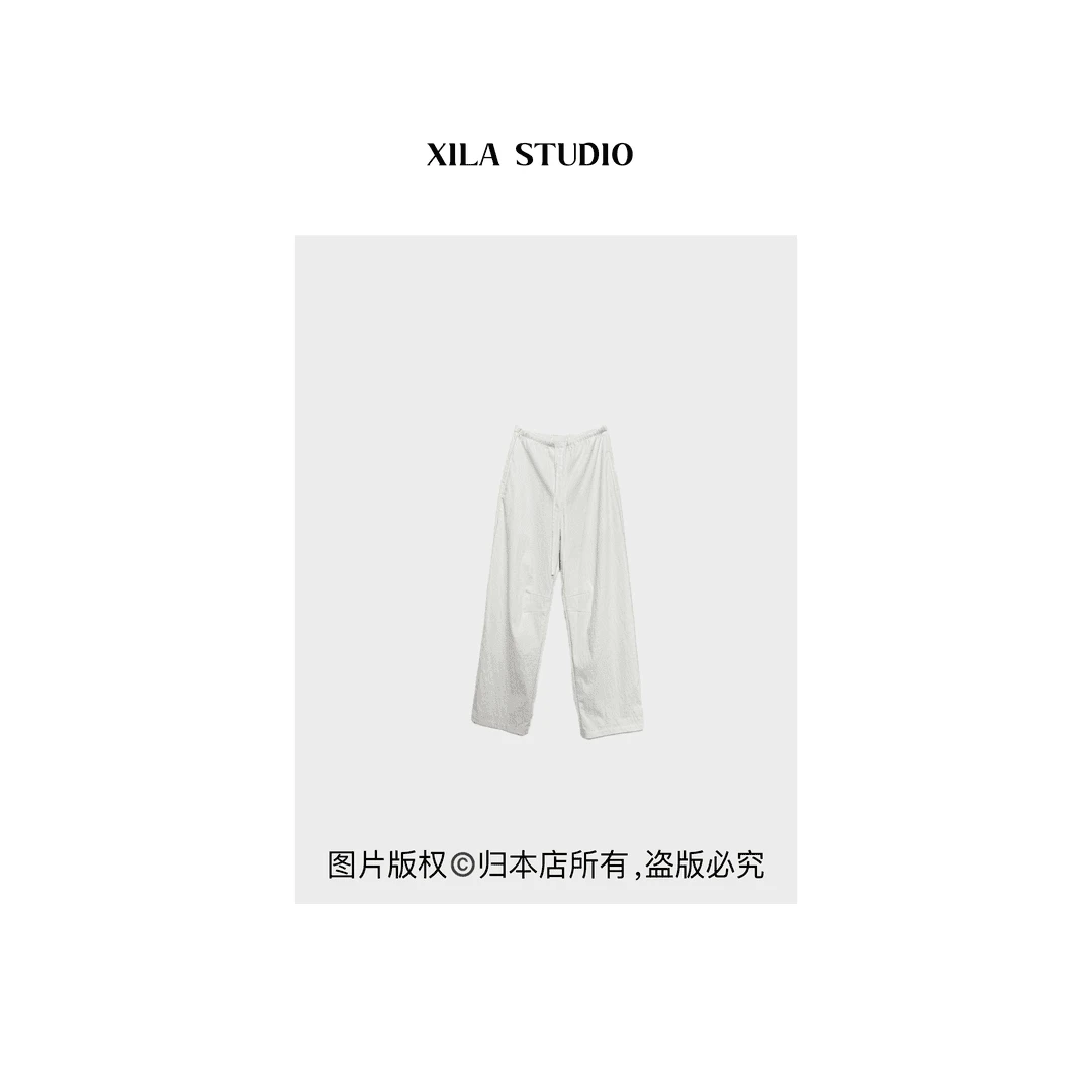 【XILA】有机棉 宽松挺阔显瘦百搭白色裤子