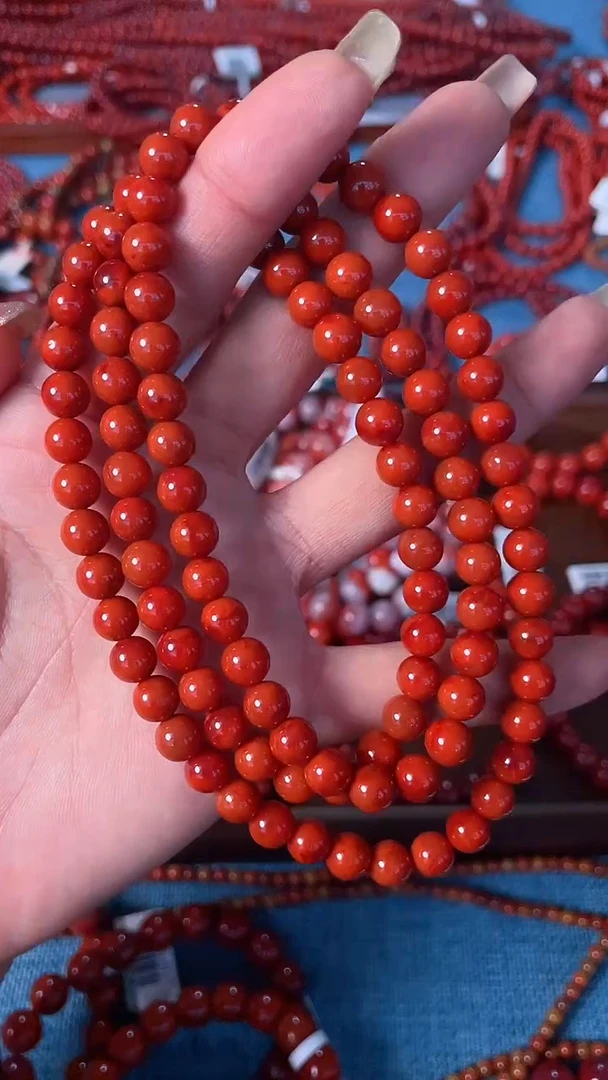 未镶嵌手串南红玛瑙收藏级柿子锦多圈