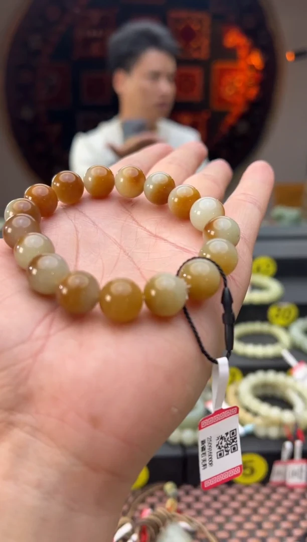 未镶嵌手串和田玉若羌糖聚宝盆手串卡12