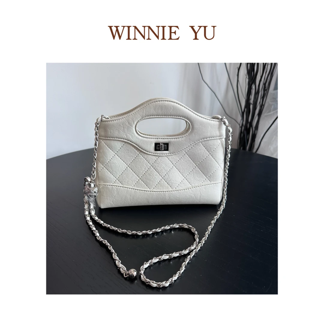 经典MINI手提包小香风菱格链条单肩斜挎包 8765#