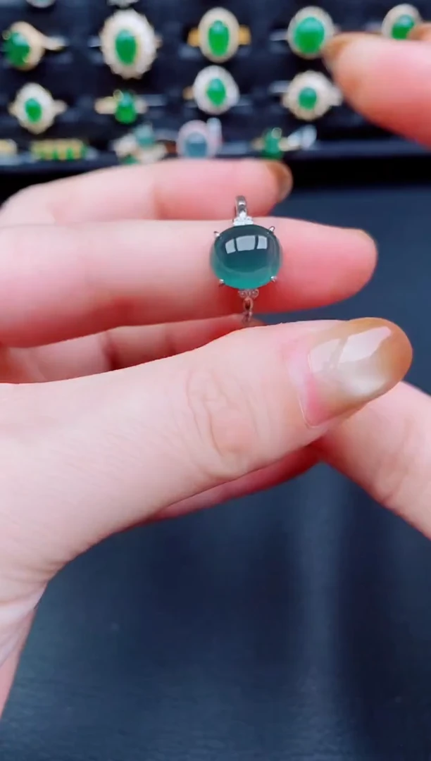 【闪购商品】翡翠戒指银S925镶嵌天然a货翡翠26