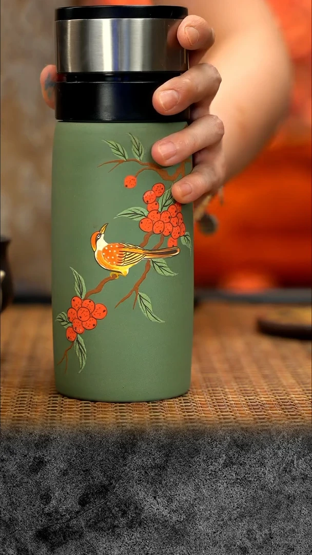 紫砂 宜兴紫砂   豆青保温杯