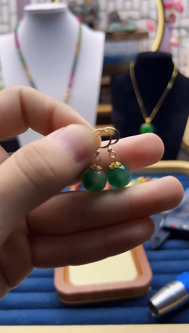 【闪购商品】翡翠耳饰14K金镶嵌E363