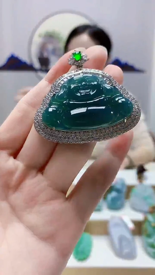 未镶嵌定制翡翠4852zm-毛货挂件77佛公